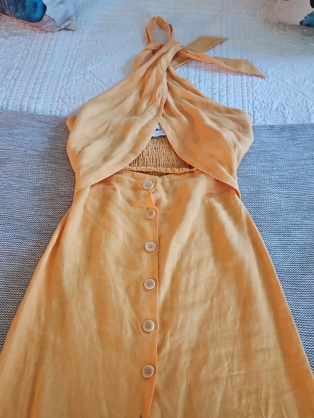 Nanushka - Golden Yellow Smocked Dress - Size Small